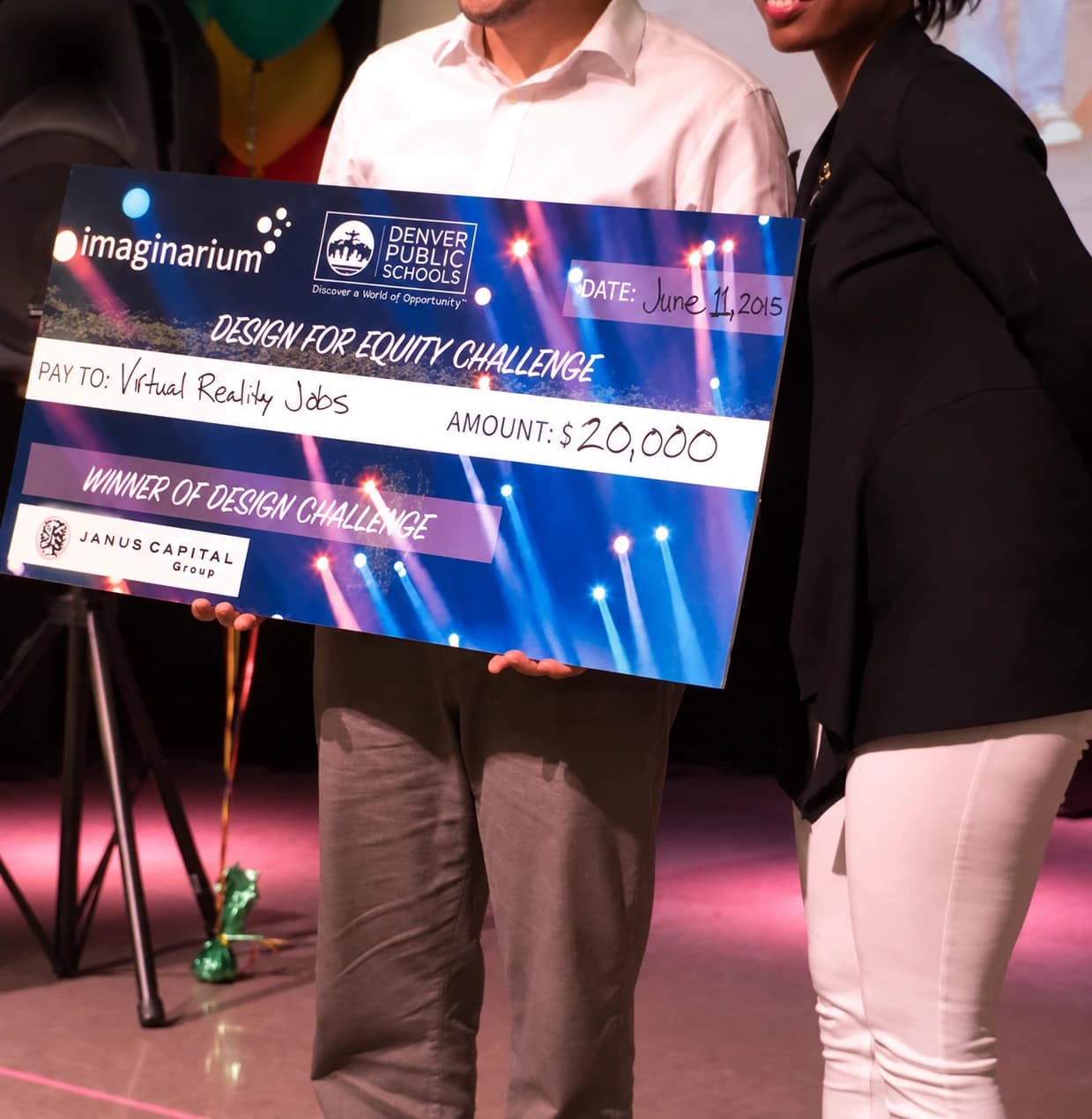 Azimuth receiving the Denver Public Schools Design for Equity Challenge award in 2015
