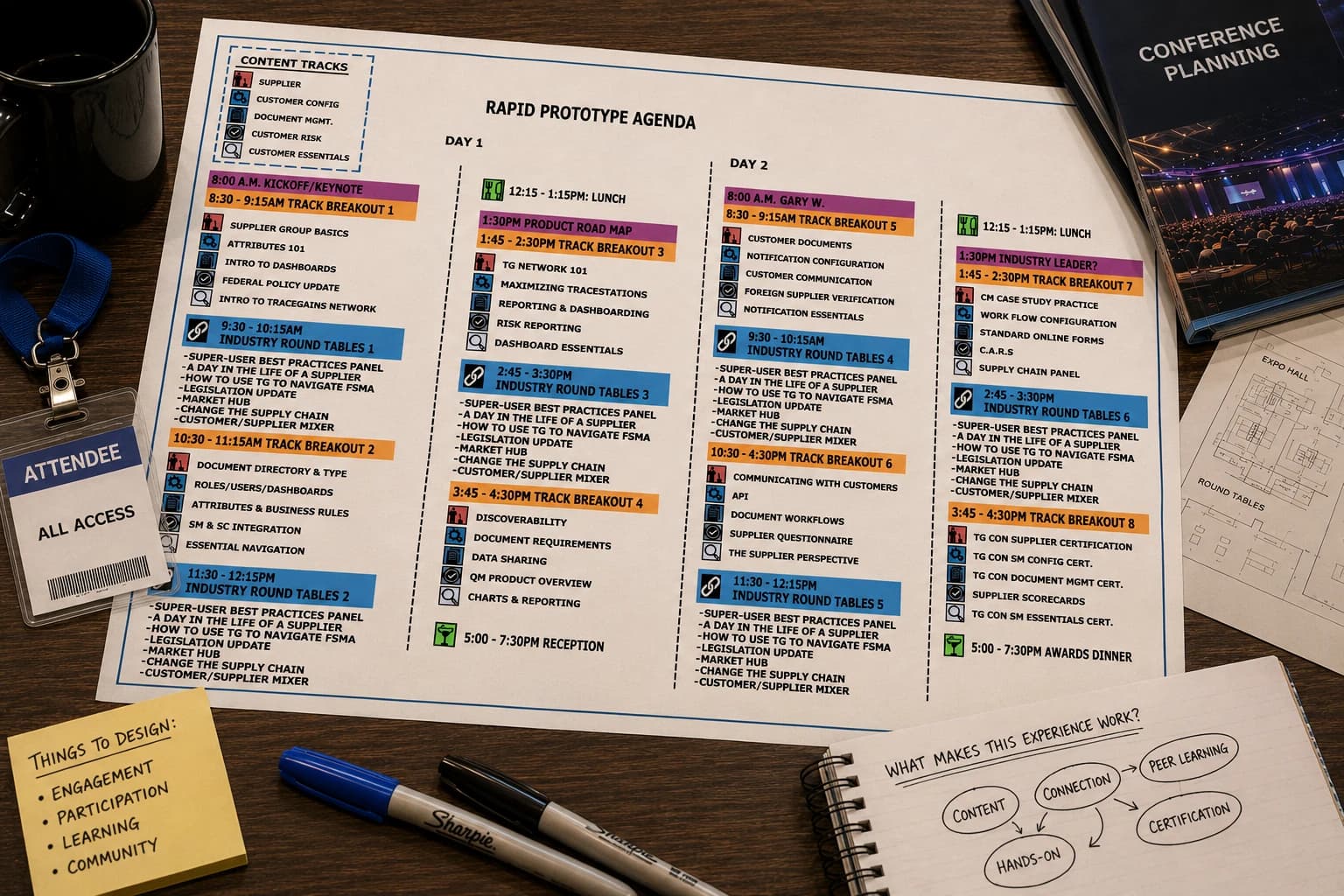 Reconstructed presentation of an original multi-track technical conference learning agenda